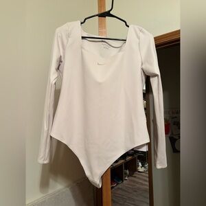 Nike Dri Fit Long-Sleeve Scoop Neck Bodysuit in Bone - XL - NWT